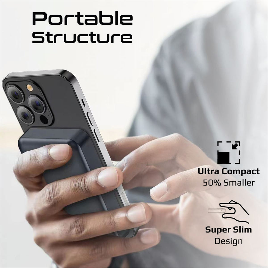 Promate LUCIDPACK-10BK - 10000mAh Power Bank w/ Transparent Magsafe 15W Wireless Charging