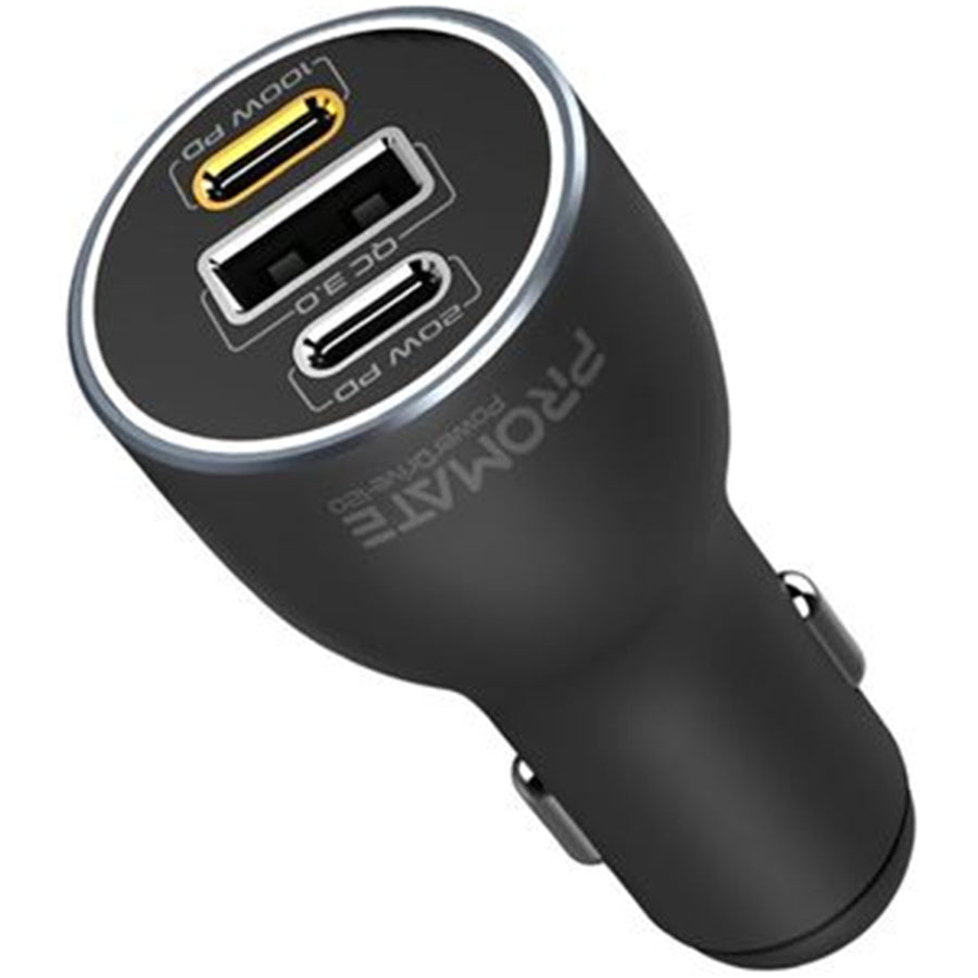 Promate  POWERDRIVE-120 120W PD In-Car Dual USB-C Port Phone Charger - Black