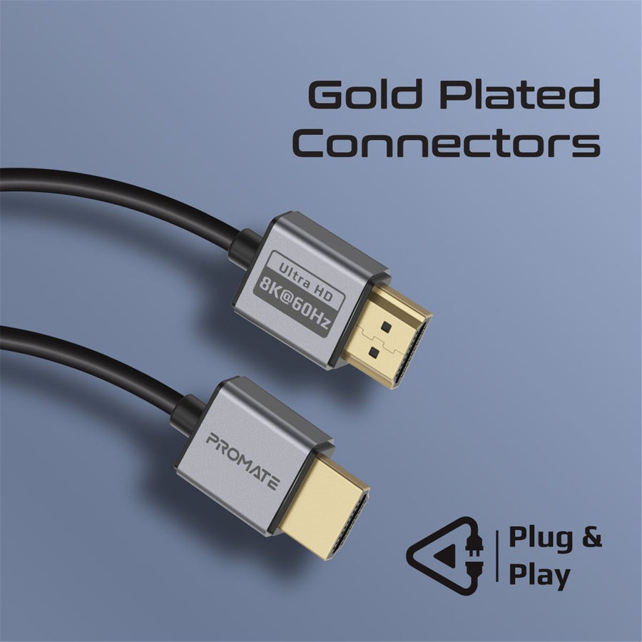 Promate PRIMELINK8K-150 - 1.5M HDMI 2.1 Ultra HD Super Slim Audio Video Cable Supports up to 8K@60Hz