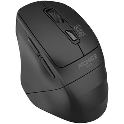 Promate SAMIT-BLK - Ergonomic Silent Click Wireless Mouse up to 2200 DPI. 10m Working Range. Plug & Play