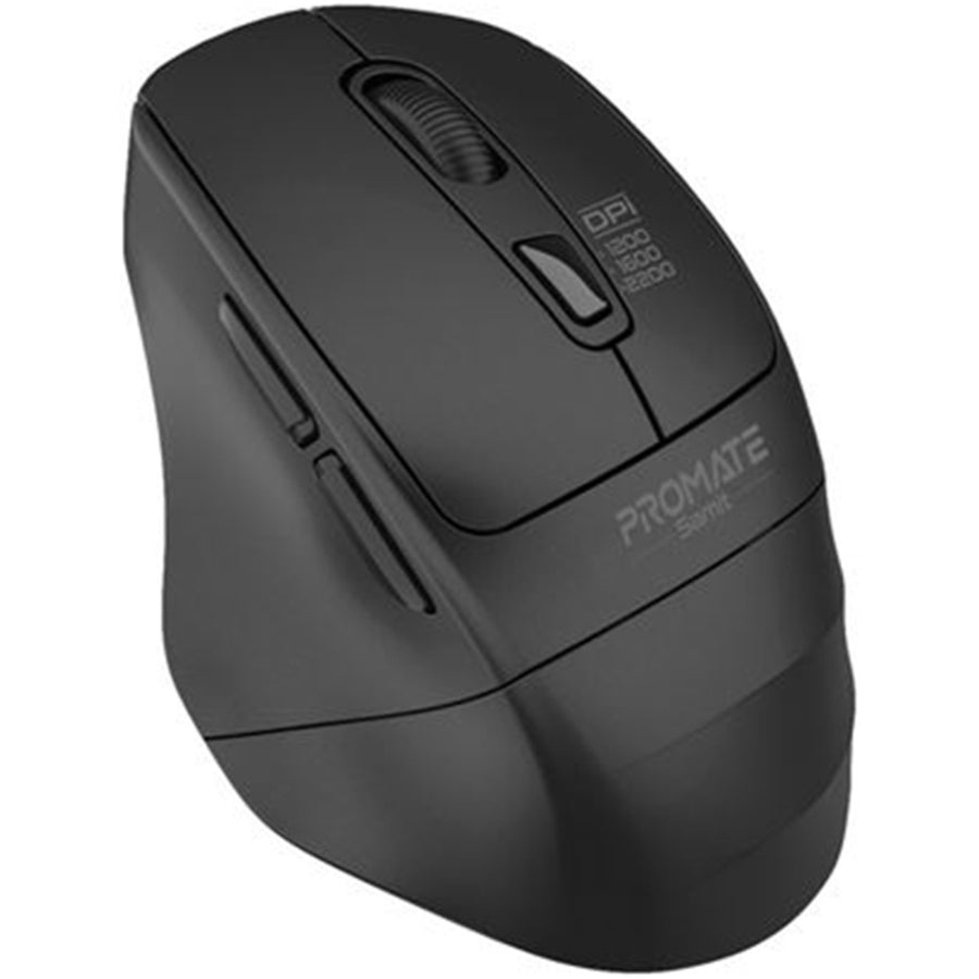 Promate SAMIT-BLK - Ergonomic Silent Click Wireless Mouse up to 2200 DPI. 10m Working Range. Plug & Play