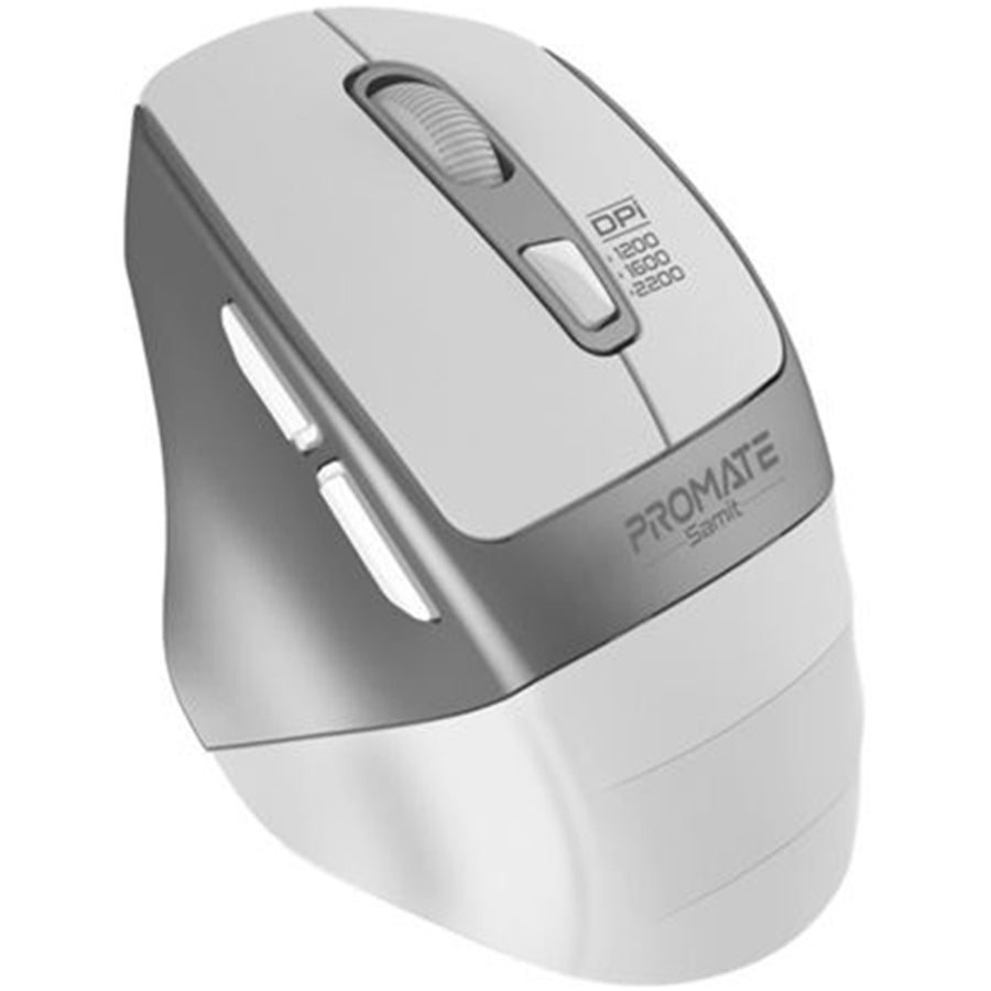 Promate  SAMIT.WHT Ergonomic Silent Click Wireless Mouse - White
