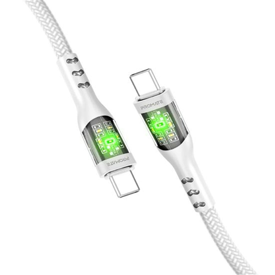 Promate  TRANSLINE-CC.WHT 60W PD - 480Mbps USB-C Cable - 1.2m - White