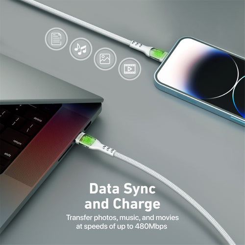 Promate  TRANSLINE-CI.WHT 27W PD - 480Mbps USB-C to Lightning Cable - 1.2m - White