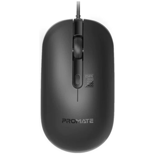 Promate MaxComfort CM-2400 4-Button Wired Optical Mouse - Black