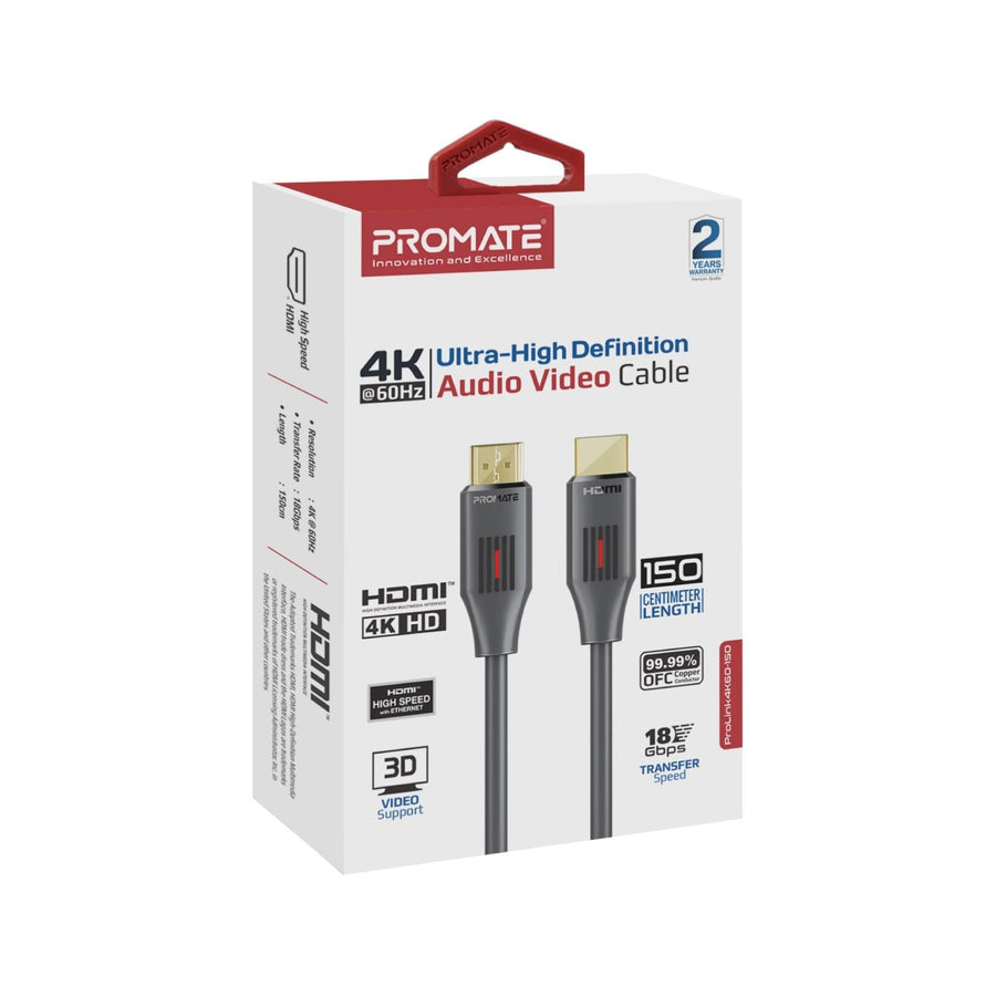 Promate HDMI 2.0 – 4K 60Hz HDMI Kabel – 1,5m – Schwarz