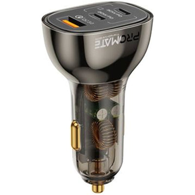Promate TRANSDRIVE-80W - 80W Quick Charging In-Car Adapter for Tablets & phones. 30W & 20W PD USB-C Ports.