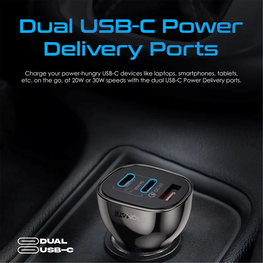 Promate  TRANSDRIVE-80W 80W Quick Charging In-Car Adapter for Tablets & Smartphones