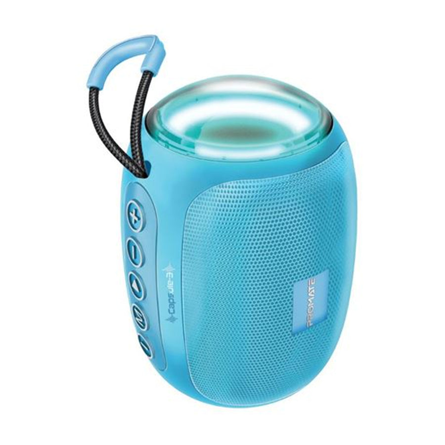 Promate CAPSULE-3-BL - 5W Wireless HD Bluetooth Portable Speaker w/ Built-in Lanyard Blue