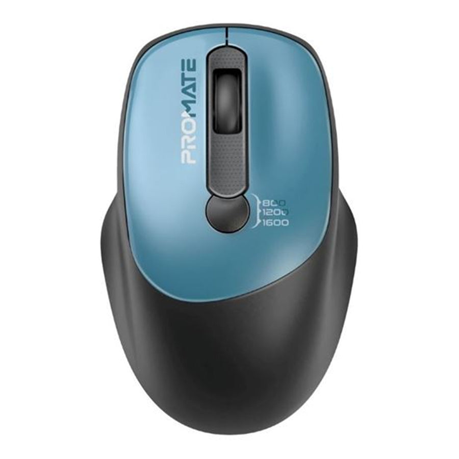 Promate UNIGLIDE-BL - EZGrip Ambidextrous Ergonomic Wireless Mouse. 800/1200/1600Dpi Plug & Play