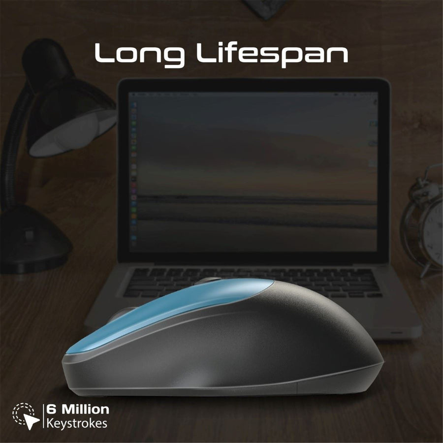 Promate UNIGLIDE-BL - EZGrip Ambidextrous Ergonomic Wireless Mouse. 800/1200/1600Dpi Plug & Play