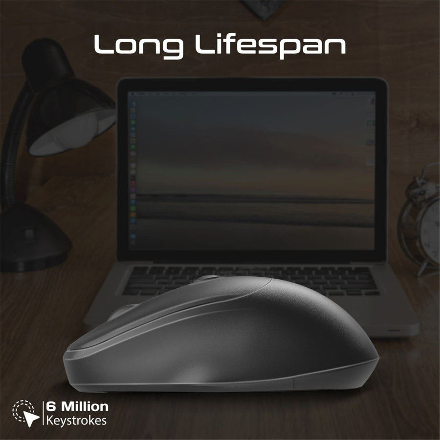 Promate  EZGrip Ambidextrous Ergonomic Wireless Mouse - Black