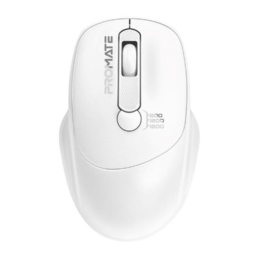 Promate  EZGrip Ambidextrous Ergonomic Wireless Mouse - White