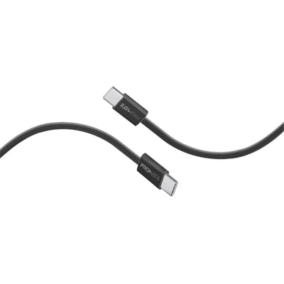 Promate ECOLINE-CC200 60W PD - 480Mbps USB-C Cable - 2m - Black Fabric Braided - Super Slim Connectors - 25000+ Bend Lifespan - Data & Charge