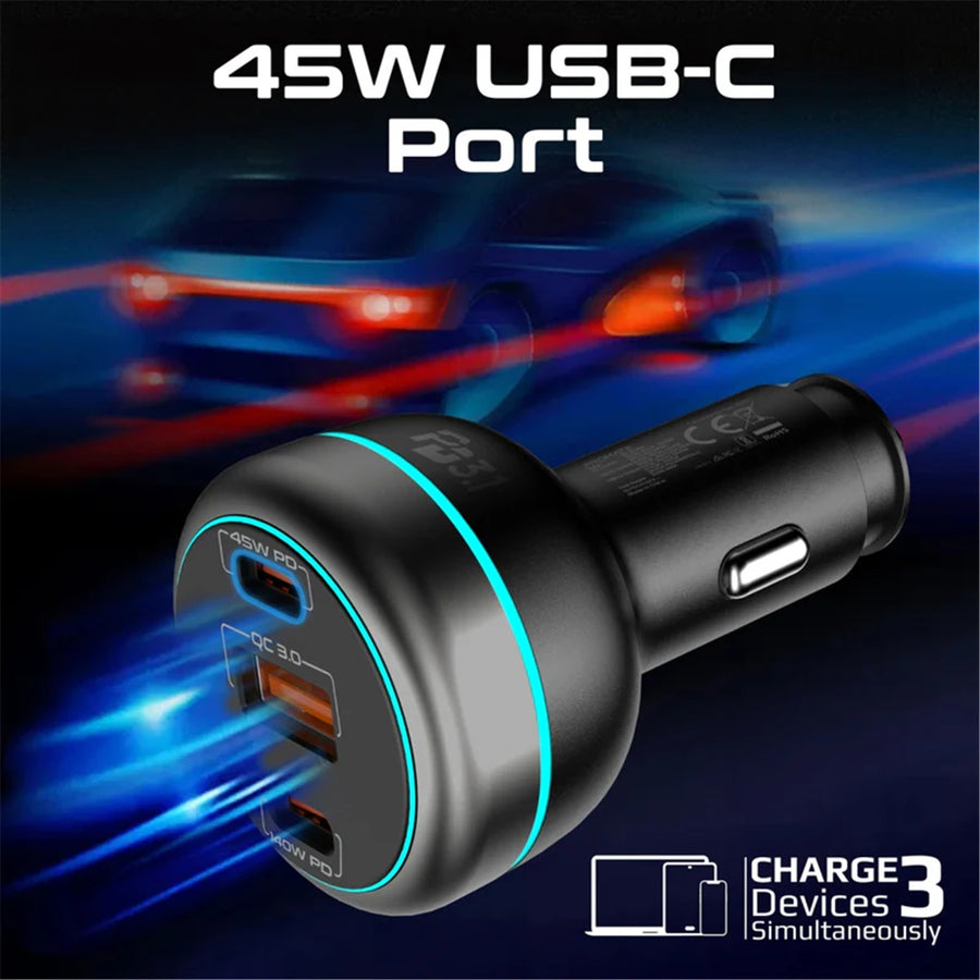 Promate  POWERDRIVE-230 230W Rapid Charge Car Charger with Dual PD & QC Ports