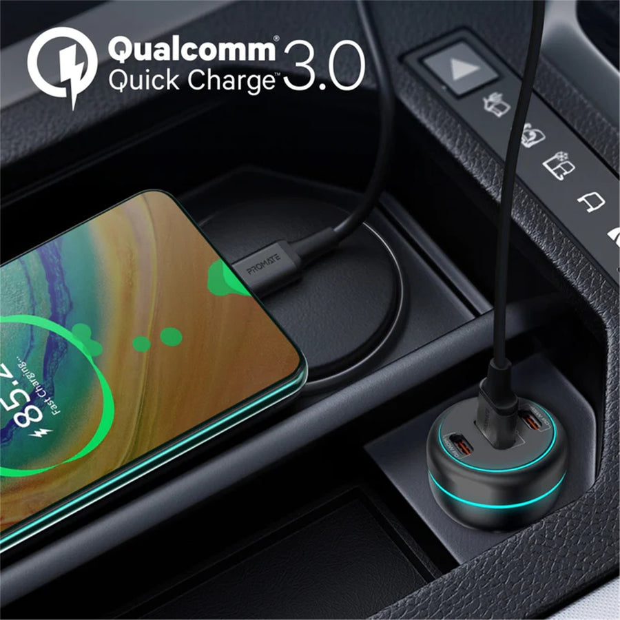 Promate  POWERDRIVE-230 230W Rapid Charge Car Charger with Dual PD & QC Ports