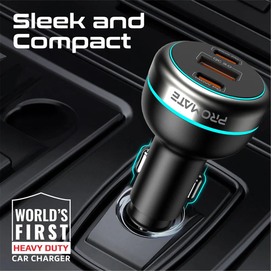 Promate  POWERDRIVE-230 230W Rapid Charge Car Charger with Dual PD & QC Ports