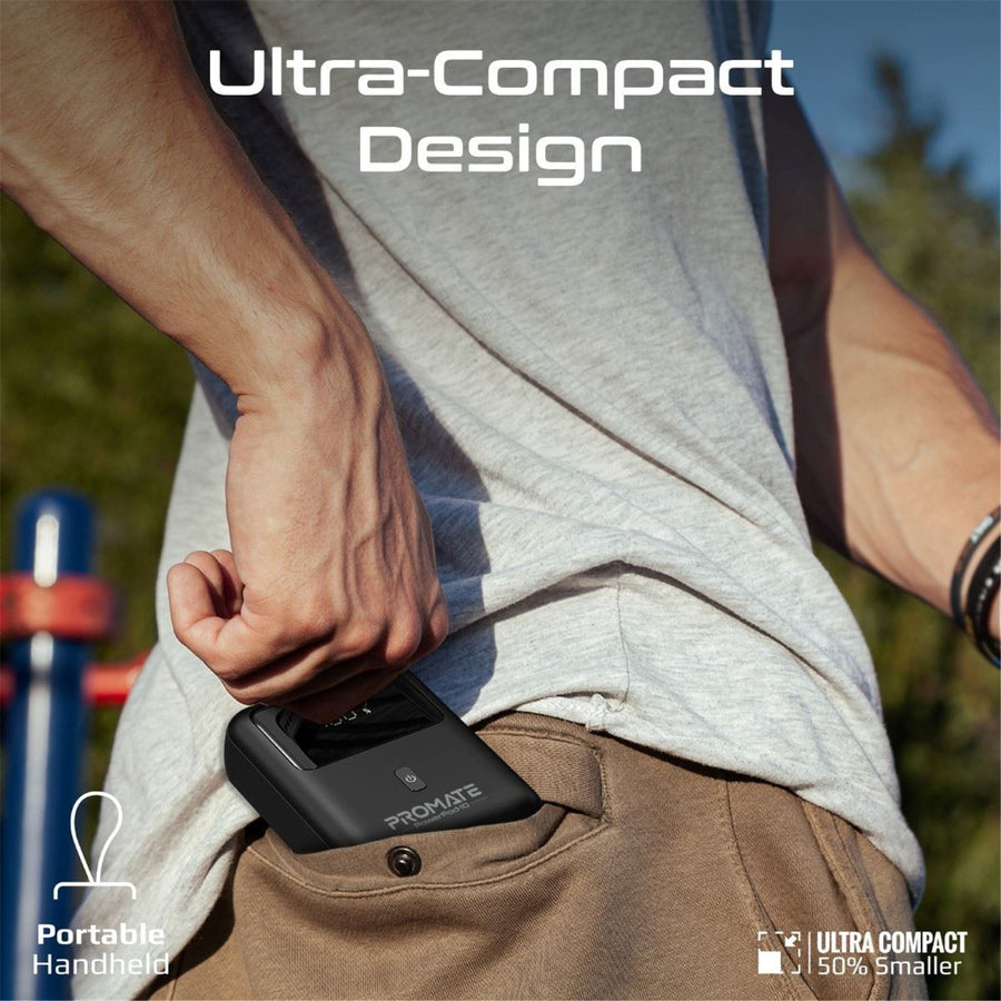 Promate POWERPOD-10-BLK - 10000mAh Ultra Compact 35W SuperSpeed Power Bank Built-in USB-C & Lightning Cables. 35W