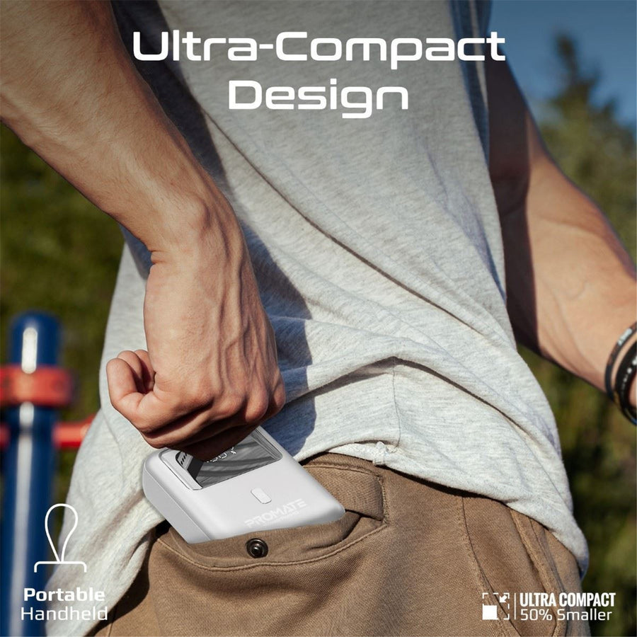 Promate POWERPOD-10-WHT - 10000mAh Ultra Compact 35W SuperSpeed Power Bank Built-in USB-C & Lightning Cables. 35W
