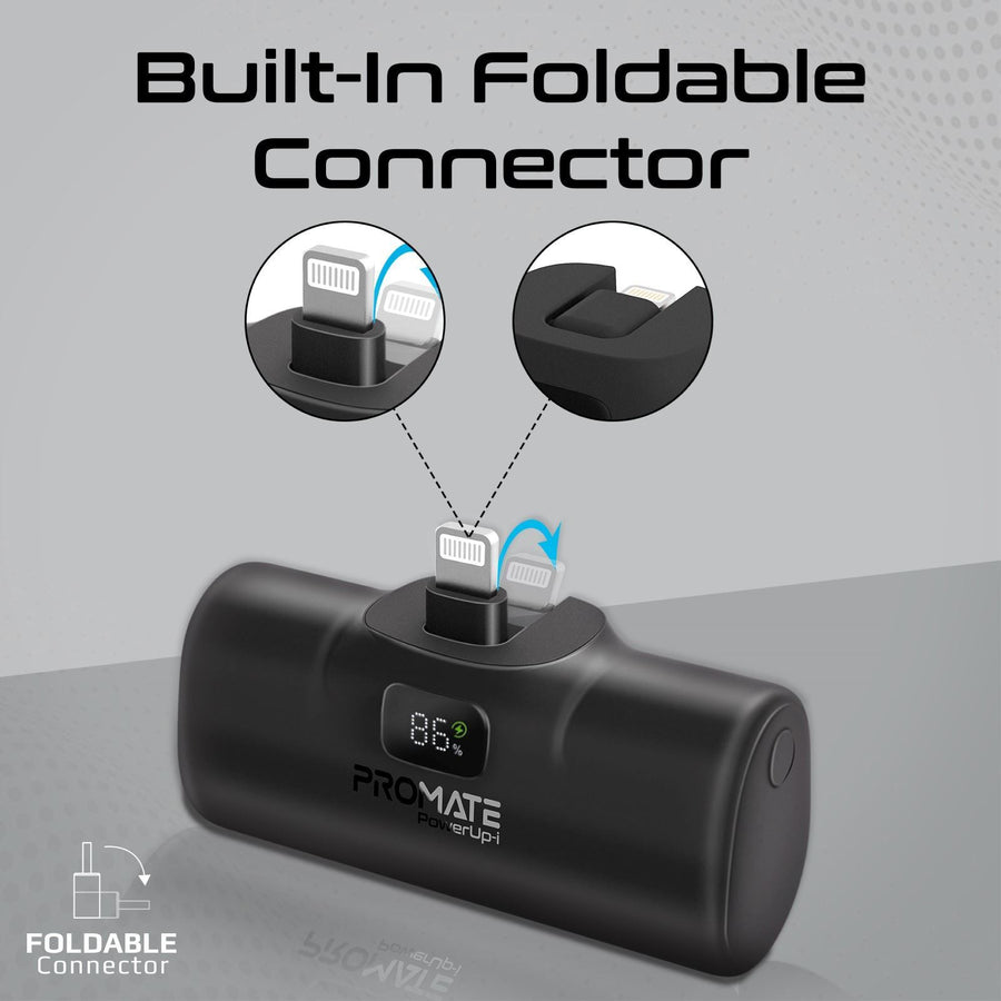 Promate 5000 mAh 20 W Powerbank mit 2 Ausgängen und Display – Schwarz