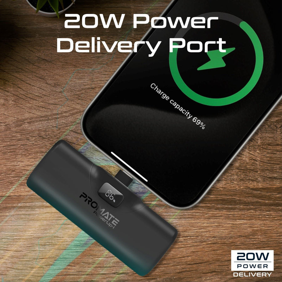 Promate   5000mAh 20W 2-Output Power Bank with Display - Black