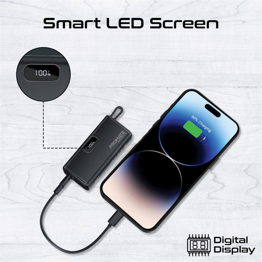 Promate NANOPACK-5 - 5000mAh Pocket-sized Fast Charging Power Bank Foldable USB-C Connector