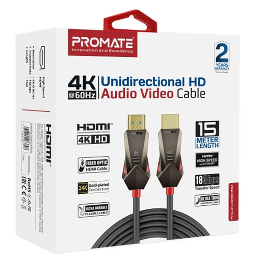 Promate PROLINK4K60-15M - 15m Ultra-High Definition (UHD) 2.0 HDMI Cable. Supports 4K@60Hz (4096x2160).