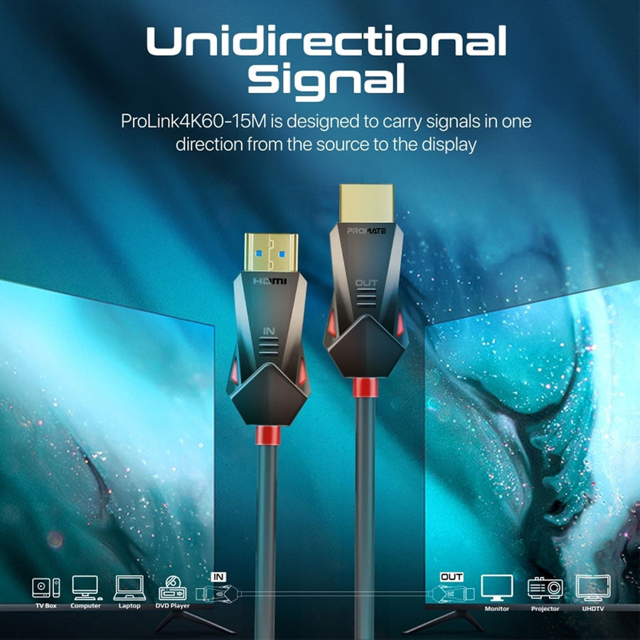 Promate PROLINK4K60-15M - 15m Ultra-High Definition (UHD) 2.0 HDMI Cable. Supports 4K@60Hz (4096x2160).