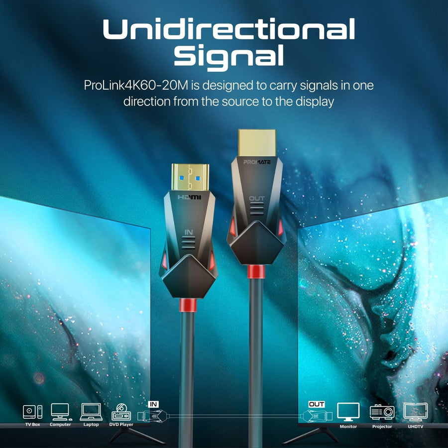 Promate PROLINK4K60-20M - 20m Ultra-High Definition (UHD) 2.0 HDMI Cable. Supports 4K@60Hz (4096x2160).
