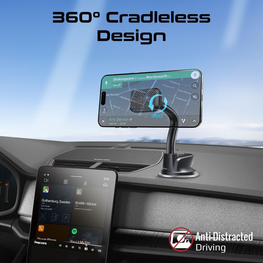 Promate MagMount-Pro  SecureGrip 360 Cradleless Flexible Magnetic Smartphone Mount Holder