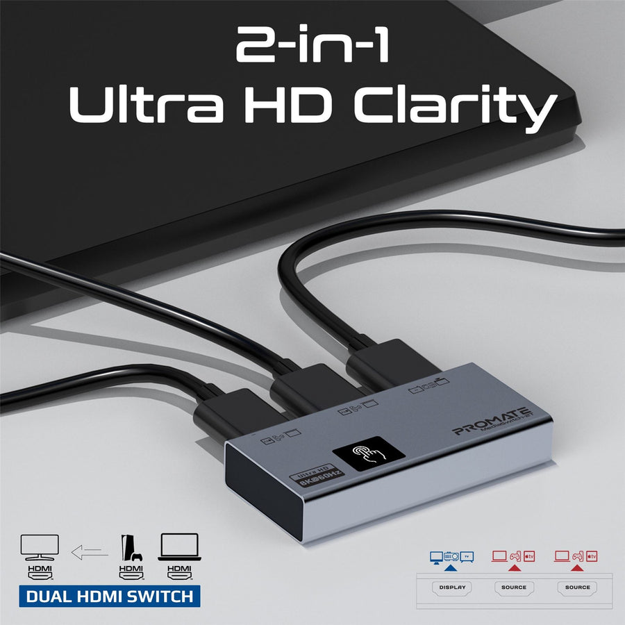Promate  MEDIASWITCH-2T  HDMI Switch with Smart Touch Control