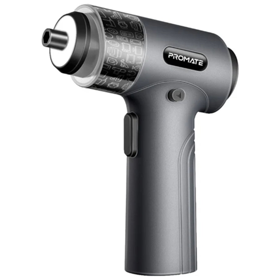 Promate PROTOOLS-31G  36-Pieces Cordless Electric DIY Hand held ScrewDriver Kit with LEDFillLight - 200RPM with 5N.m of Torque - Built-in 2500mAh Battery, USB-C Charging Port, 32 Magnetic Screwdriver Bits