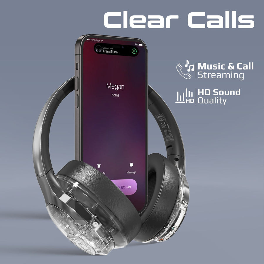 Promate TRANSTUNE-SLV - HiFi Stereo Wireless Bluetooth Active Noice Cancelling Headphones Silver