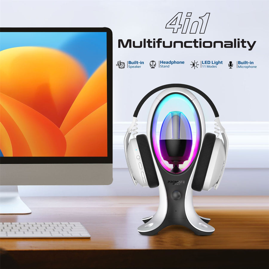 Promate ALPHA-X - 5W Dynamic HiFi RGB Speaker w/ Headphone Stand & USB Hub