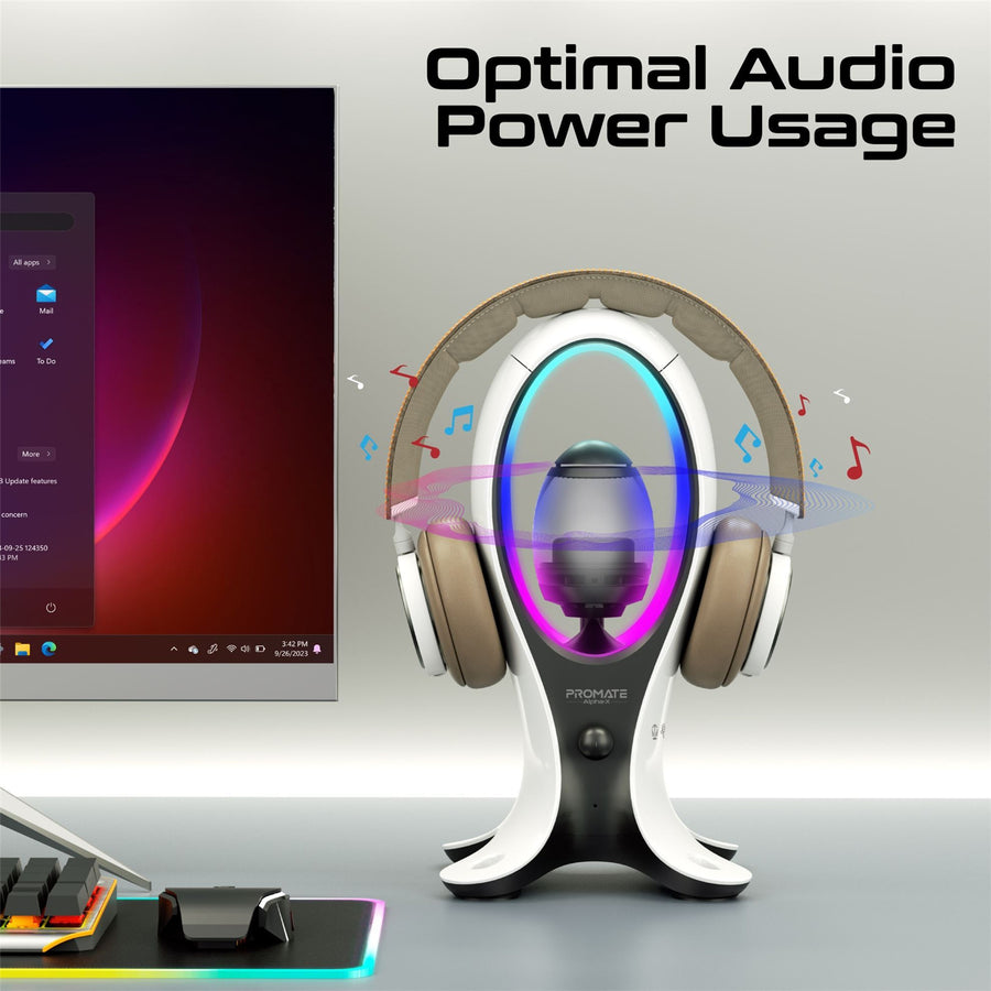 Promate  ALPHA-X 5W Dynamic HiFi RGB Speaker with Headphone Stand & USB Hub