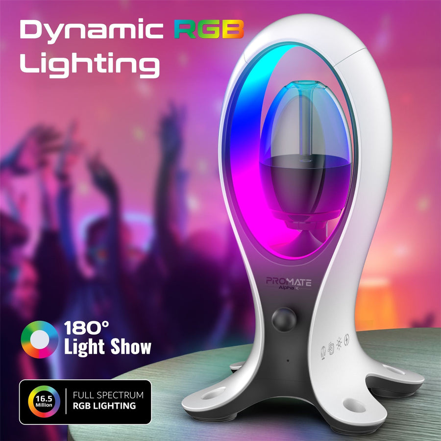 Promate ALPHA-X - 5W Dynamic HiFi RGB Speaker w/ Headphone Stand & USB Hub