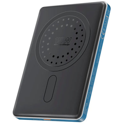 Promate BLADE-5-BL - 5000mAh Ultra-Slim Wireless Charging 15W MagSafe PowerBank 20WPD USB-C In/Out Port Smart