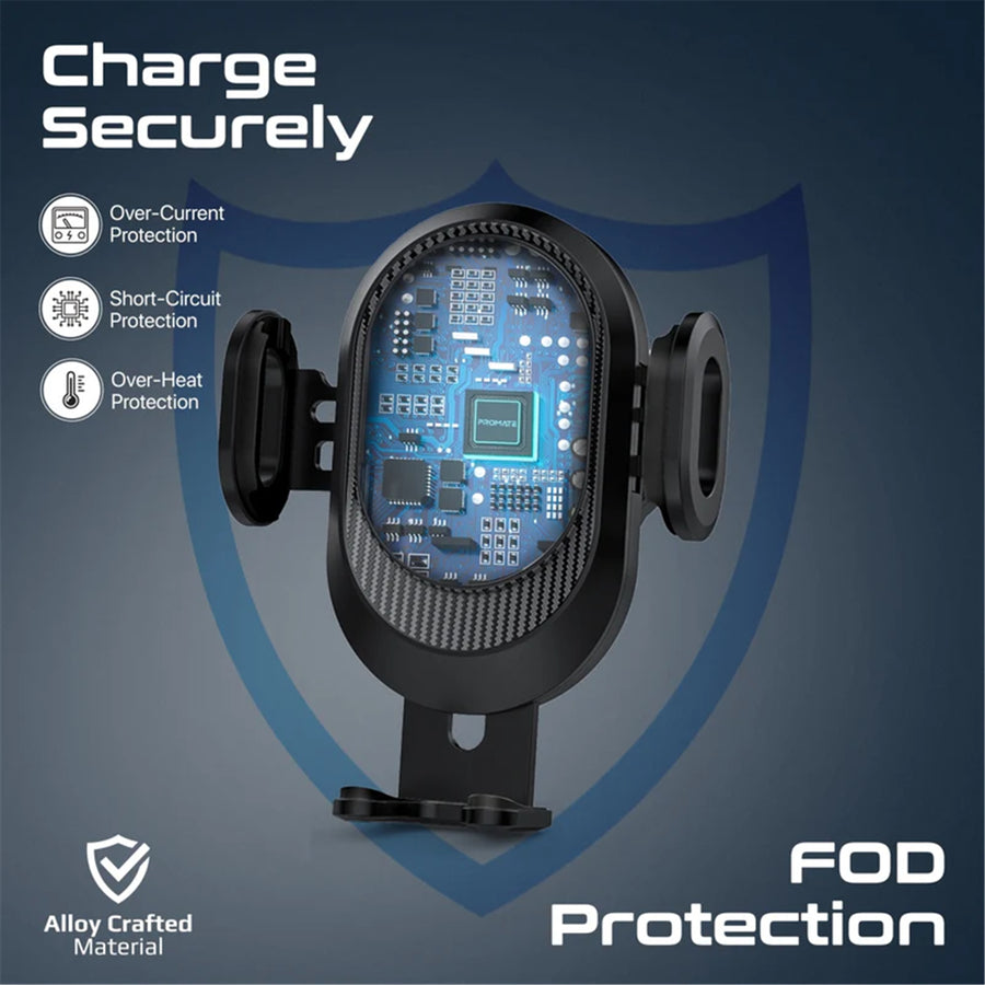 Promate POWERMOUNT-2 - 15W Transparent Auto Clamping Wireless Charging Car Mount. Takes 4.7-6.7'' Devices