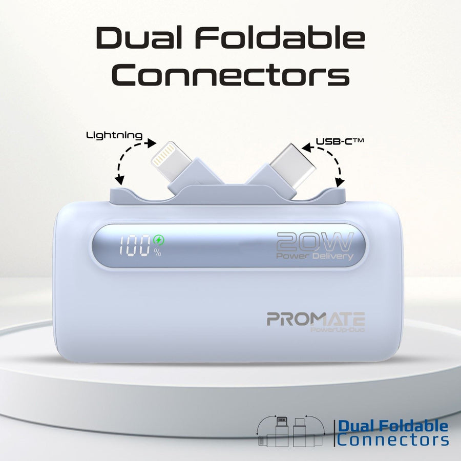 Promate   5000mAh 20W 2-Output Power Bank with Display - Blue