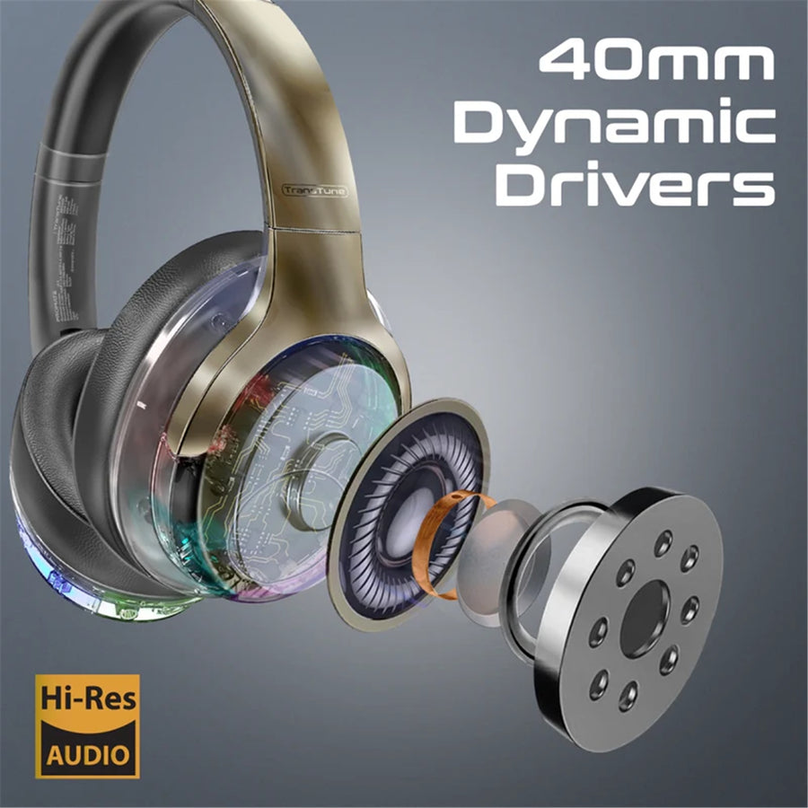 Promate TRANSTUNE-GMT - HiFi Stereo Wireless Bluetooth Active Noice Cancelling Headphones Gun Metal