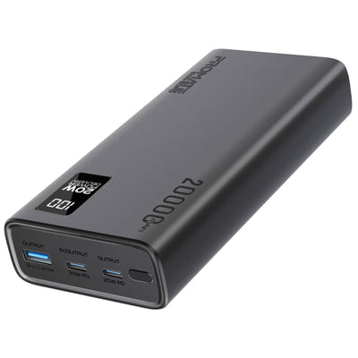 Promate BOLT-20PD-BLK - 20000mAh Super Slim Smart Charging Power Bank 20W Dual USB-C & 1x 22.5W USB-A QC 3.0