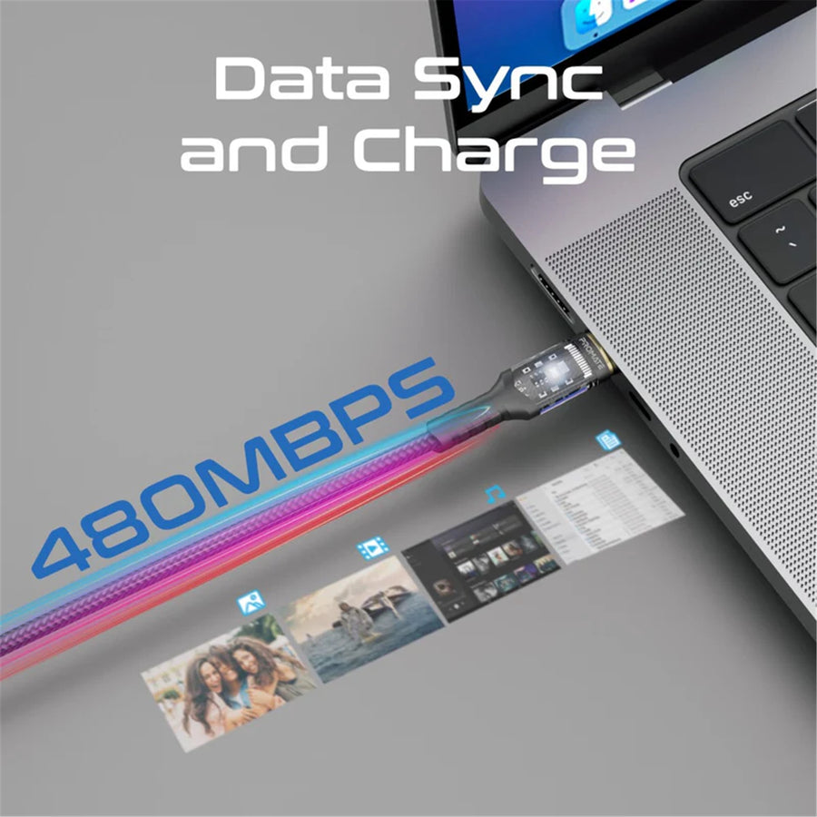 Promate  LUCIDLINE-CC120B 100W PD - 480Mbps USB-C Cable - 1.2m - Black