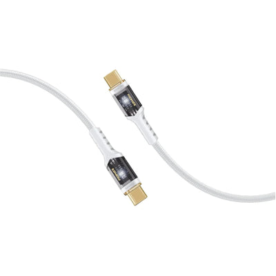 Promate LUCIDLINE-CC120W - 1.2m USB-C to USB-C Ultra-Fast 100W PD Cable w/ Transparent Connectors.