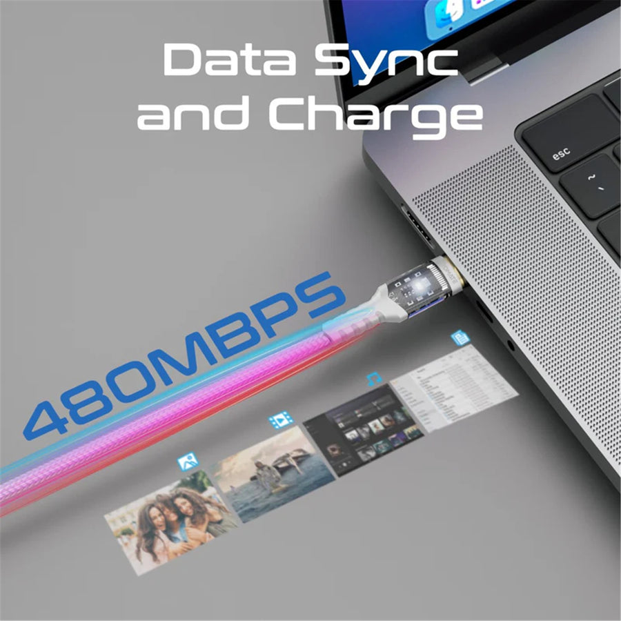 Promate LUCIDLINE-CC120W - 1.2m USB-C to USB-C Ultra-Fast 100W PD Cable w/ Transparent Connectors.
