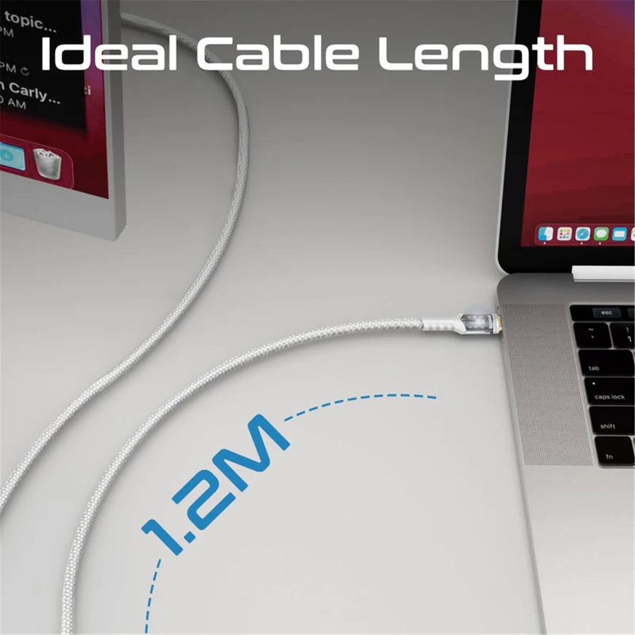 Promate LUCIDLINE-CC120W - 1.2m USB-C to USB-C Ultra-Fast 100W PD Cable w/ Transparent Connectors.