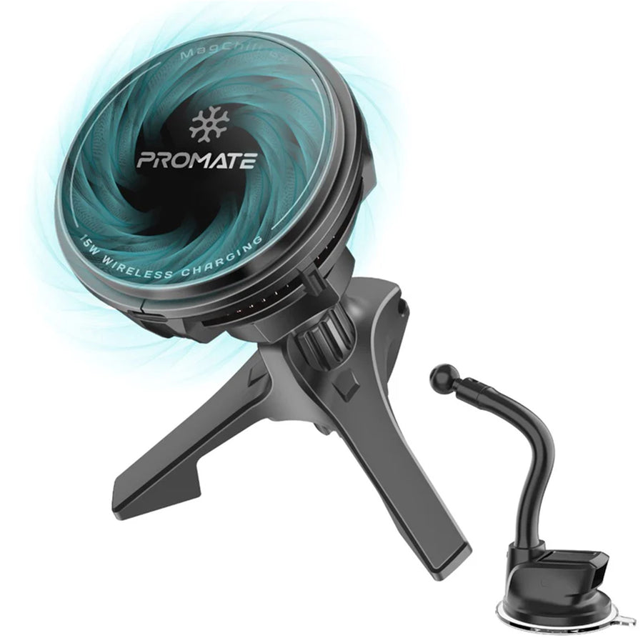 Promate MAGCHILL-GA - 15W ActiveCool Cradleless Magsafe Compatible Charger Mount. Includes Gooseneck