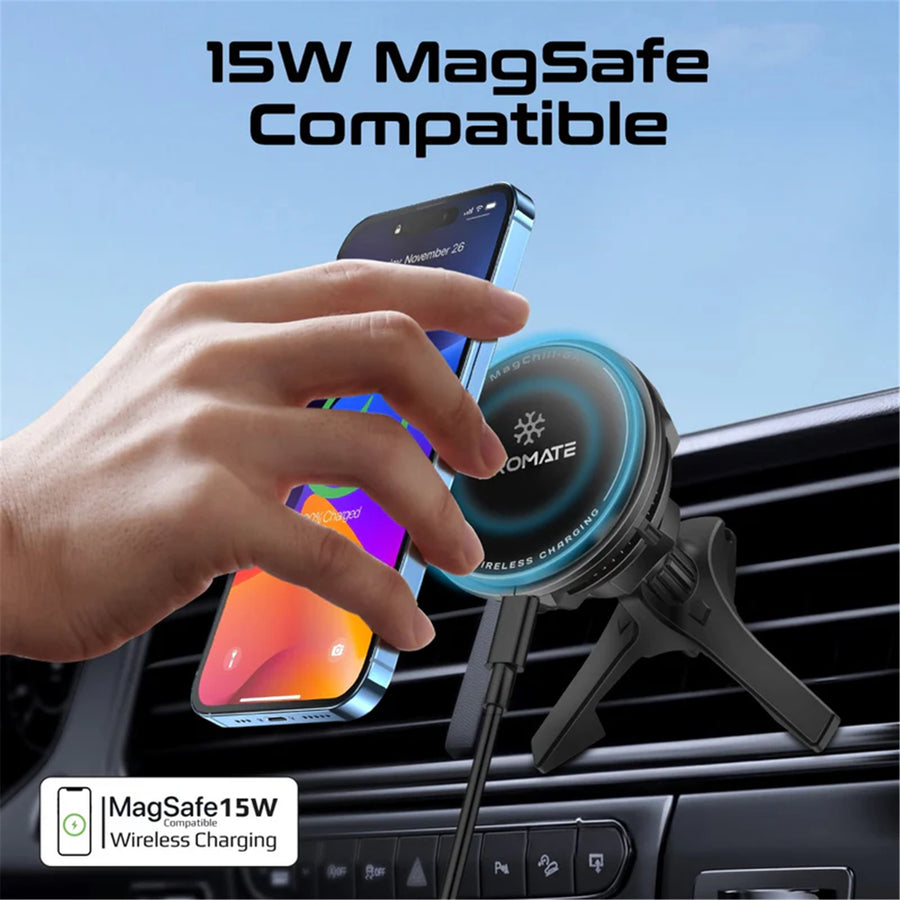 Promate MAGCHILL-GA - 15W ActiveCool Cradleless Magsafe Compatible Charger Mount. Includes Gooseneck
