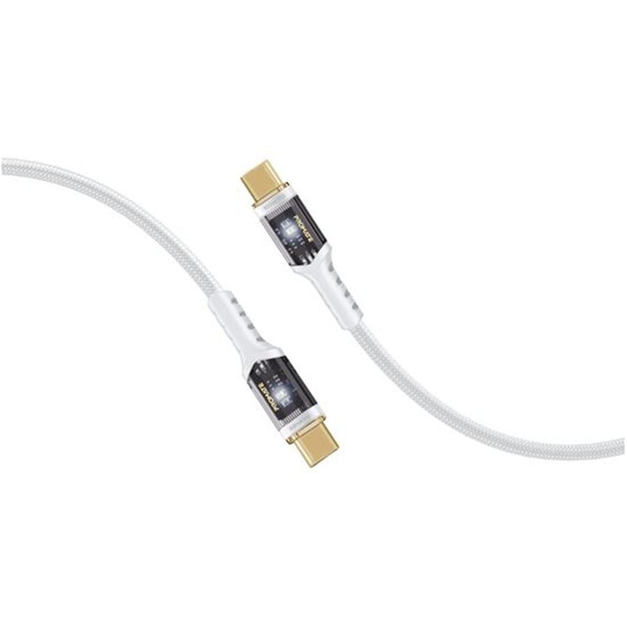 Promate LUCIDLINE-CC200W - 2m USB-C to USB-C Ultra-Fast 100W PD Cable w/ Transparent Connectors