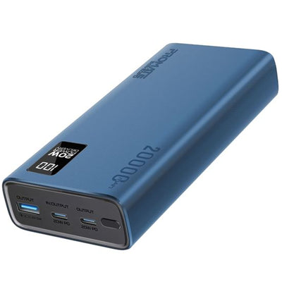 Promate  BOLT-20PD-BL 20000mAh 20W 3-Output Power Bank with Display - Blue
