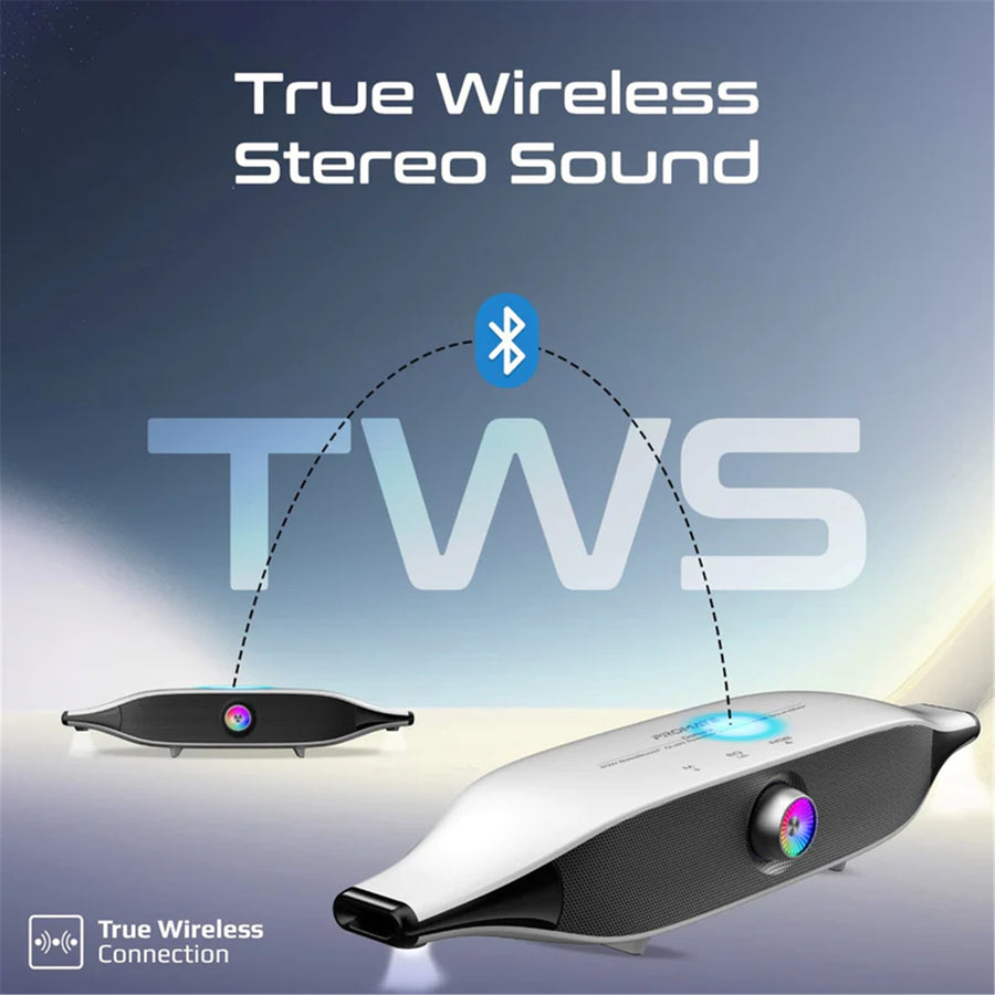 Promate DELTA-X - 20W BassBoost Quad Speaker Bluetooth RGB Soundbar. 12 RGB Modes Up to 30 Hours